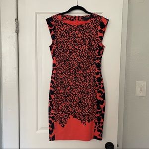 French Connection - Coral Leopard Print Dress - Sz 10